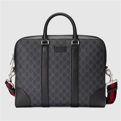 gucci leather travel briefcase|Gucci black leather briefcase.